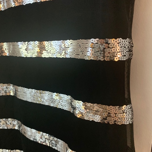 Black and Silver Striped Sequin Dress - Picture 7 of 7